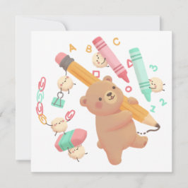 Teddy's Back to School Illustration Einladung