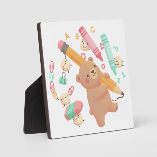 Teddy's Back to School Illustration Fotoplatte (Vorderseite)