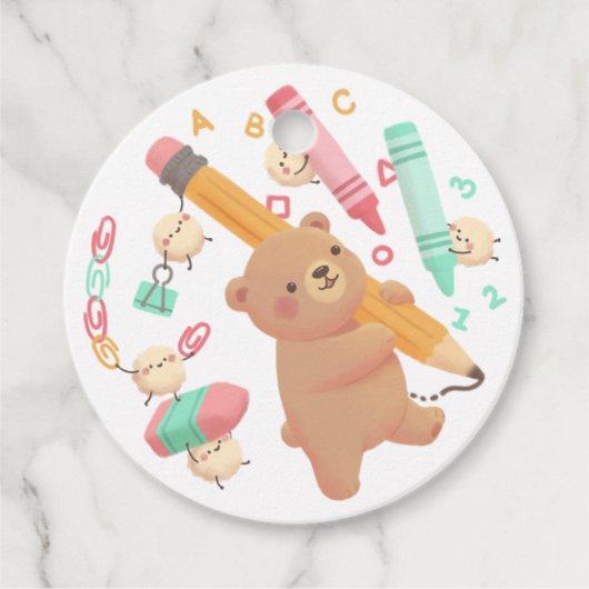 Teddy's Back to School Illustration Geschenkanhänger (Vorderseite)