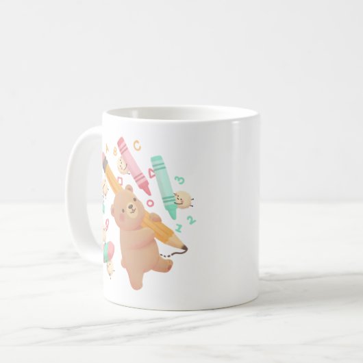 Teddy's Back to School Illustration Kaffeetasse (Vorderseite Links)