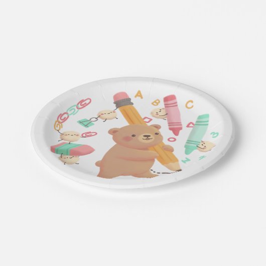 Teddy's Back to School Illustration Pappteller (Schrägansicht)