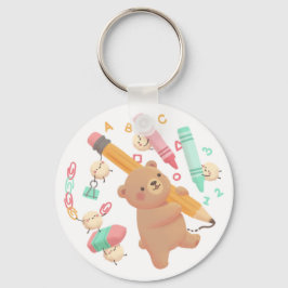 Teddy's Back to School Illustration Schlüsselanhänger