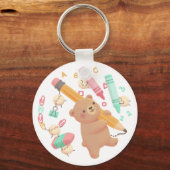 Teddy's Back to School Illustration Schlüsselanhänger (Vorderseite)