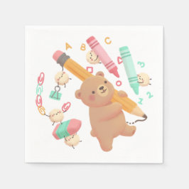 Teddy's Back to School Illustration Serviette