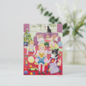 Teddy's Christmas Pajamas Feiertagspostkarte (Stehend Vorderseite)