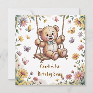 Teddys erstes GeburtstagsschwingenParty Einladung
