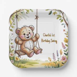 Teddys erstes GeburtstagsschwingenParty Pappteller