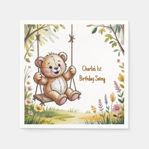 Teddys erstes GeburtstagsschwingenParty Serviette