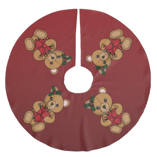 Teddy's Gift Tree Skirt Polyester Weihnachtsbaumdecke (Vorderseite)