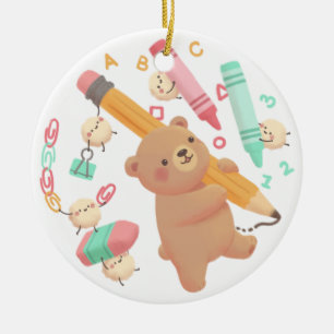 Teddy's Illustration zur Rückkehr in die Schule Keramik Ornament