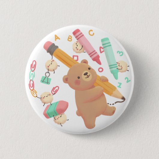 Teddy's Rückkehr-zur-Schule-Illustration Button (Vorderseite)