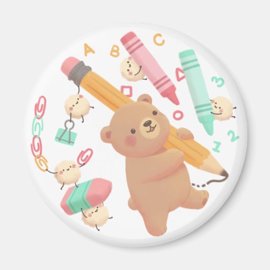 Teddy's Rückkehr-zur-Schule-Illustration Magnet (Vorne)