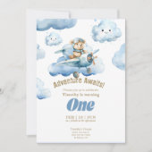 Teddy's Sky-High First Birthday Adventure Einladung (Vorderseite)