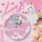 Teddy's Sky-High Soiree: Ein erster Geburtstag Pappteller (Party)