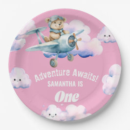 Teddy's Sky-High Soiree: Ein erster Geburtstag Pappteller