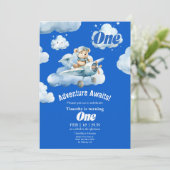 Teddy's Sky Safari: 1. Geburtstagsexpedition Einladung (Stehend Vorderseite)