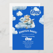 Teddy's Sky Safari: 1. Geburtstagsexpedition Einladung (Vorne/Hinten)