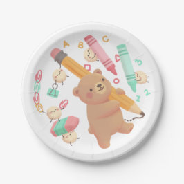 Teddy's Zurück-zur-Schule-Illustration Pappteller