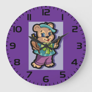 Teddyschmetterling Künstler mit Barett und Pinsel Große Wanduhr