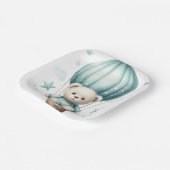 TEDY BEAR MIT PASTEL GREEN BALLOON PAPPTELLER (Gewinkelt)