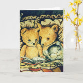 TEDY BEARS & CAT ROMANTIC BIRTHDAY CARD KARTE (Gelbe Blume)