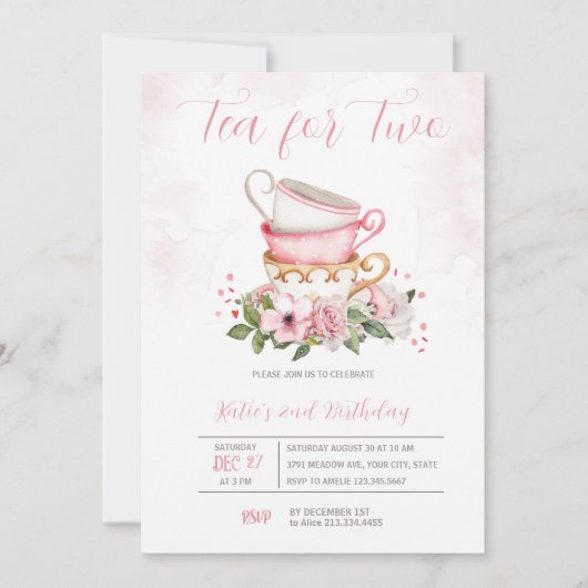 Tee - 2. Geburtstag - Einladung (Vorderseite)