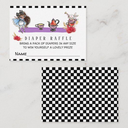 *~* Tee - Alice im Wunderland Duschdusche Windelwa Begleitkarte (Vorne/Hinten)