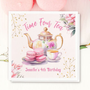 Tee am 4. Geburtstag Pink Girl Tee Party Serviette