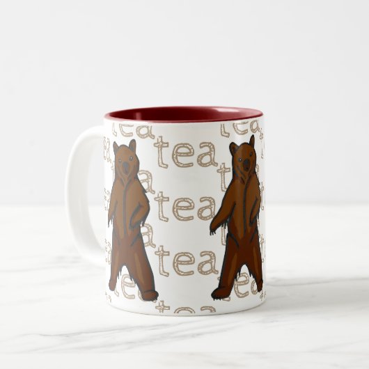 Tee Artistic Wild Grizzly Brown Bear Zweifarbige Tasse (Vorderseite Links)