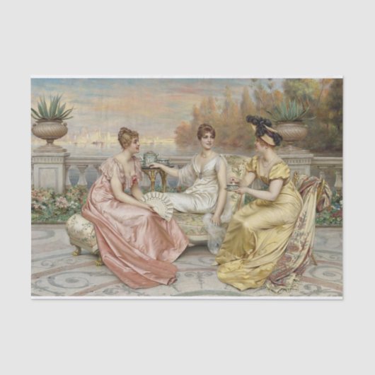Tee auf der Terrasse von Frederic Soulacroix Seidenpapier (Vorderseite)