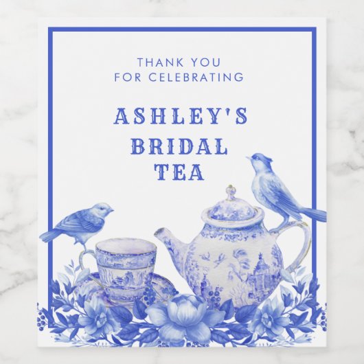 Tee aus blau-weißem Blumenkohl | BRAUTPARTY Weinetikett (Einzelnes Label)