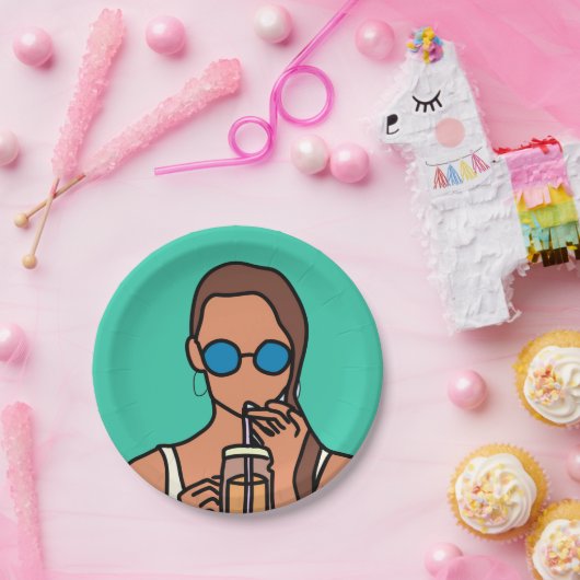 Tee aus dem Glas Pappteller (Party)