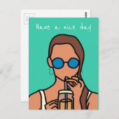 Tee aus dem Glas Postkarte (Vorne/Hinten)