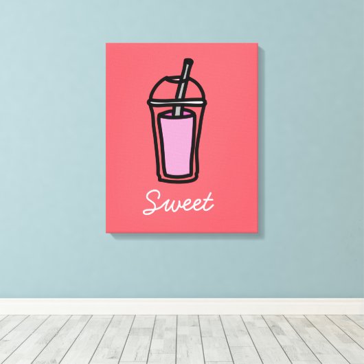 Tee aus Milchtee, rosa Leinwanddruck (Insitu (Holzboden))