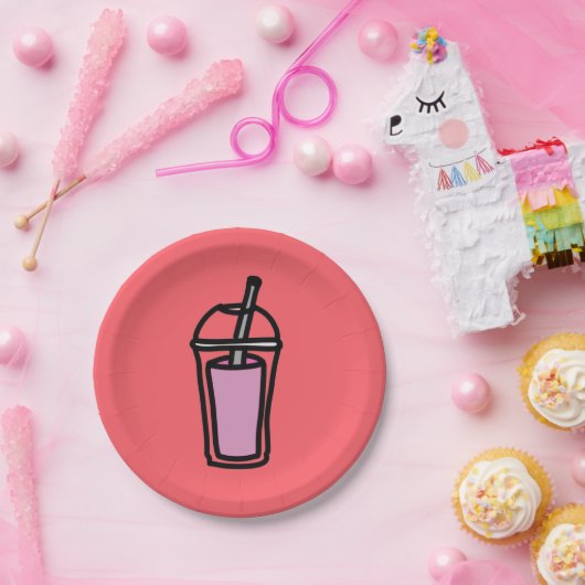 Tee aus Milchtee, rosa Pappteller (Party)