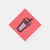 Tee aus Milchtee, rosa Serviette (Ecke)