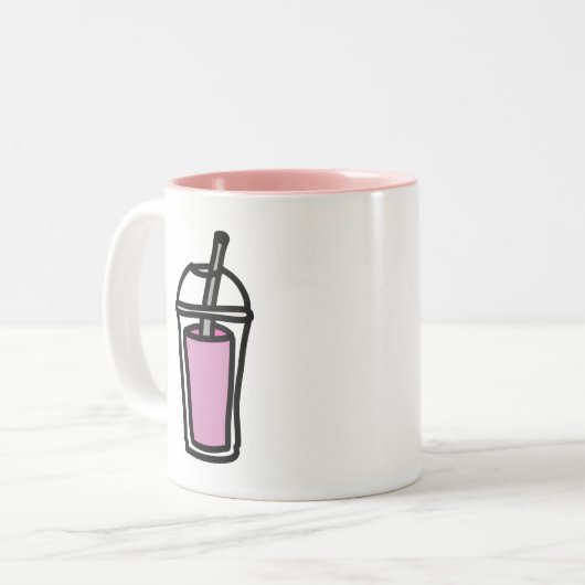 Tee aus Milchtee, rosa Zweifarbige Tasse (Vorderseite Links)