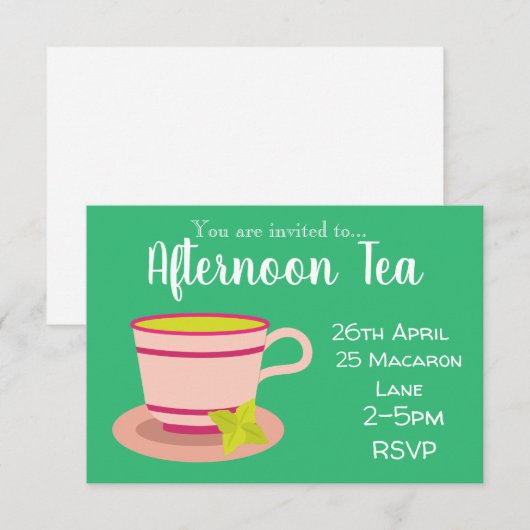 Tee aus Pfefferminztee Party Einladung (Vorne/Hinten)