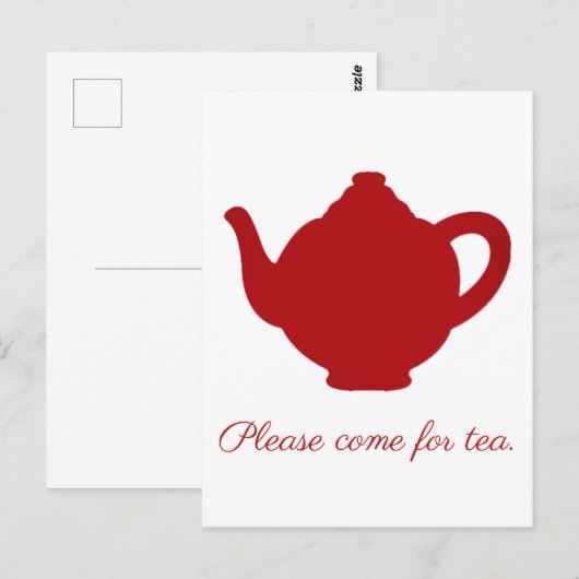 Tee aus rotem Teekessel Postkarte (Vorne/Hinten)