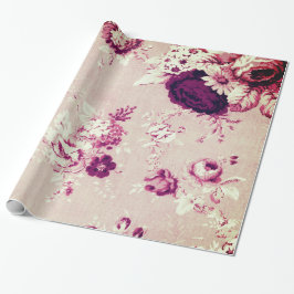 Tee aus Vintagem, rosa Blumengewebe Geschenkpapier