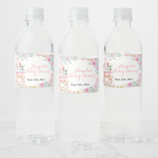 Tee-Baby-Dusche Pastell Floral Wasser Flasche Etik Wasserflaschenetikett (Flaschen)