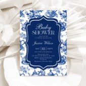 Tee Baby Shower Blue Chinoiserie Einladung