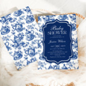 Tee Baby Shower Blue Chinoiserie Einladung