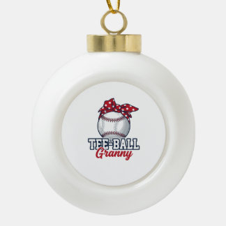 Tee Ball Oma Baseball-Schleife Vintage-Shirt_1 Keramik Kugel-Ornament