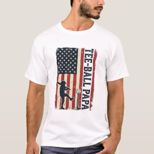 Tee Ball Papa Amerikanische Flagge Vintage-Shirt-D