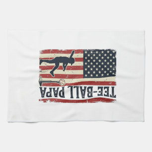 Tee Ball Papa Amerikanische Flagge Vintage-Shirt-D Geschirrtuch