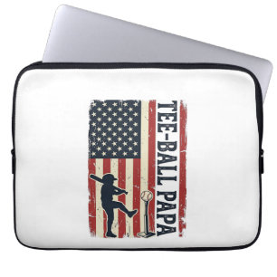 Tee Ball Papa Amerikanische Flagge Vintage-Shirt-D Laptopschutzhülle