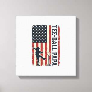 Tee Ball Papa Amerikanische Flagge Vintage-Shirt-D Leinwanddruck