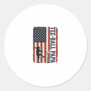 Tee Ball Papa Amerikanische Flagge Vintage-Shirt-D Runder Aufkleber