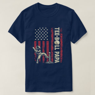 Tee-Ball Papa Patriotischer Baseball-Vater T-Shirt